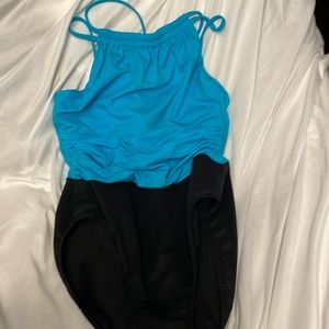 Blue and black one piece